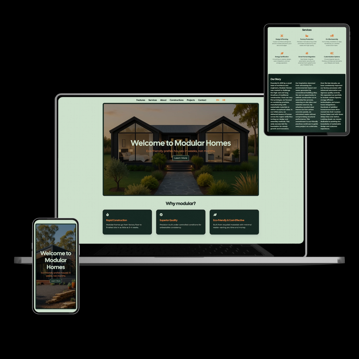 Construction website dark theme